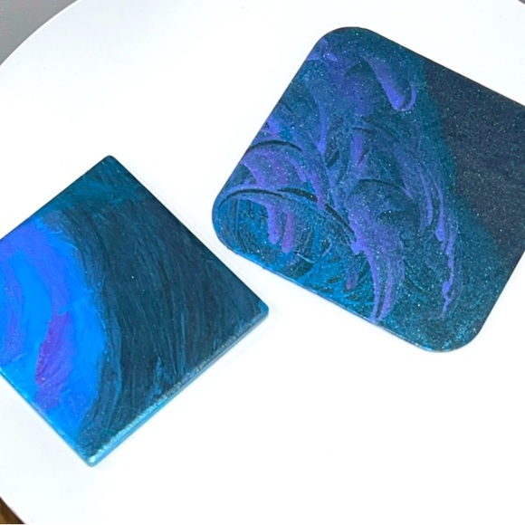 Handmade One of a Kind Coaster Set 4x4 & 5x5 - Picture 5 of 5